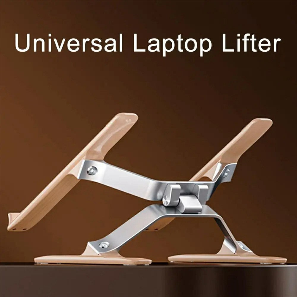 P70W Solid Wood + Aluminum Alloy Cooling Stand for 14-16 Inch Laptops Adjustable Height Desktop Riser Bracket