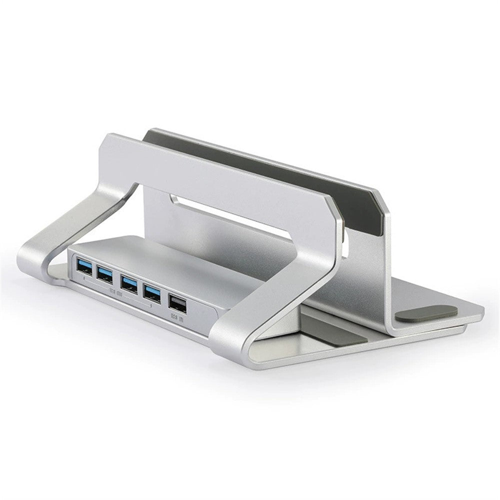D051-3 Vertical Laptop Stand USB Hub Space Saving Notebook Holder Desktop Bracket with 4 USB Ports