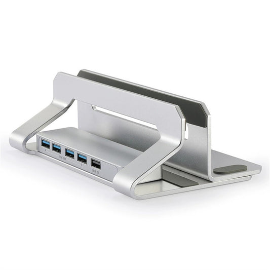 D051-3 Vertical Laptop Stand USB Hub Space Saving Notebook Holder Desktop Bracket with 4 USB Ports