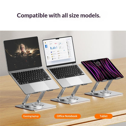 0031 Rotating Laptop Stand Adjustable Height Angle Metal Desk Cooling Rack for Notebook / Tablet