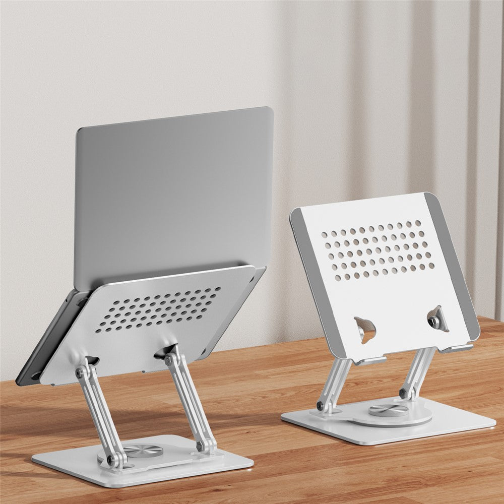 0031 Rotating Laptop Stand Adjustable Height Angle Metal Desk Cooling Rack for Notebook / Tablet
