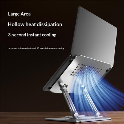 0031 Rotating Laptop Stand Adjustable Height Angle Metal Desk Cooling Rack for Notebook / Tablet