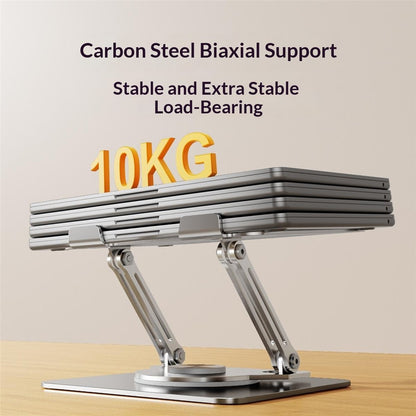 0031 Rotating Laptop Stand Adjustable Height Angle Metal Desk Cooling Rack for Notebook / Tablet