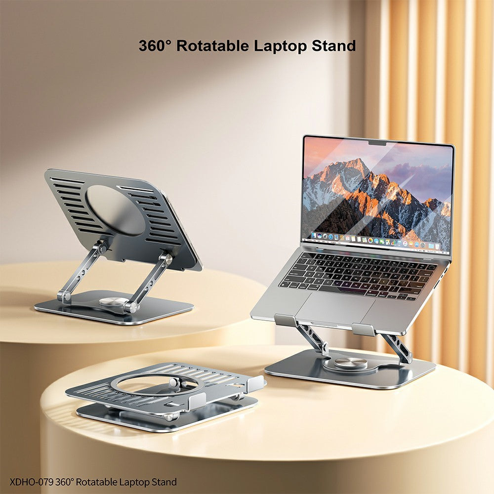 XUNDD XDHO-079 Hollow Out Laptop Stand 360 Degree Rotatable Foldable Carbon Steel Desktop Notebook Bracket