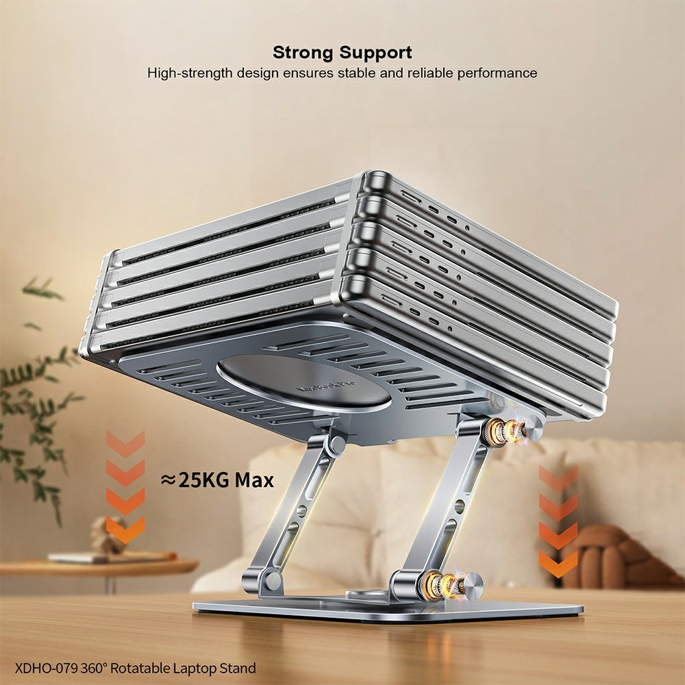 XUNDD XDHO-079 Hollow Out Laptop Stand 360 Degree Rotatable Foldable Carbon Steel Desktop Notebook Bracket