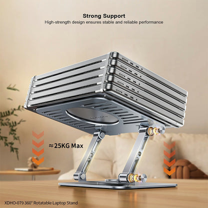 XUNDD XDHO-079 Hollow Out Laptop Stand 360 Degree Rotatable Foldable Carbon Steel Desktop Notebook Bracket