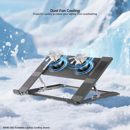 XUNDD XDHO-082 Laptop Cooling Stand with Dual Fans RGB Lighting Foldable Notebook Bracket
