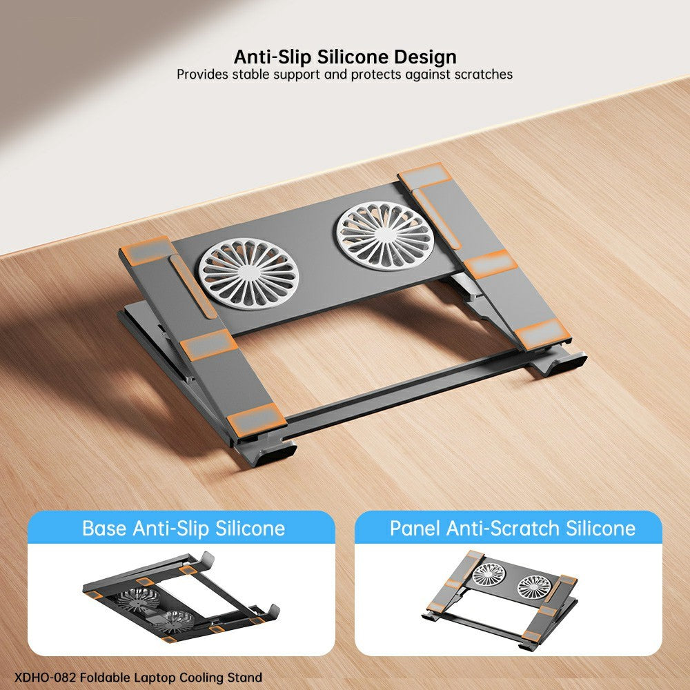 XUNDD XDHO-082 Laptop Cooling Stand with Dual Fans RGB Lighting Foldable Notebook Bracket
