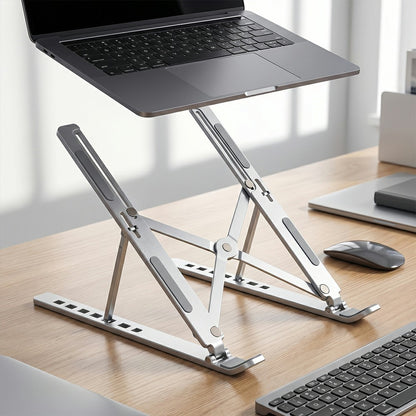 Carbon Steel Foldable Laptop Stand 7-Level Height Adjustable Desktop Holder for Notebook Up To 18 Inch