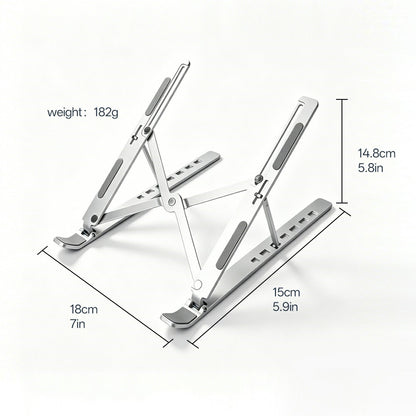 Carbon Steel Foldable Laptop Stand 7-Level Height Adjustable Desktop Holder for Notebook Up To 18 Inch