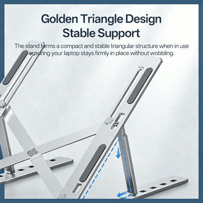 Carbon Steel Foldable Laptop Stand 7-Level Height Adjustable Desktop Holder for Notebook Up To 18 Inch
