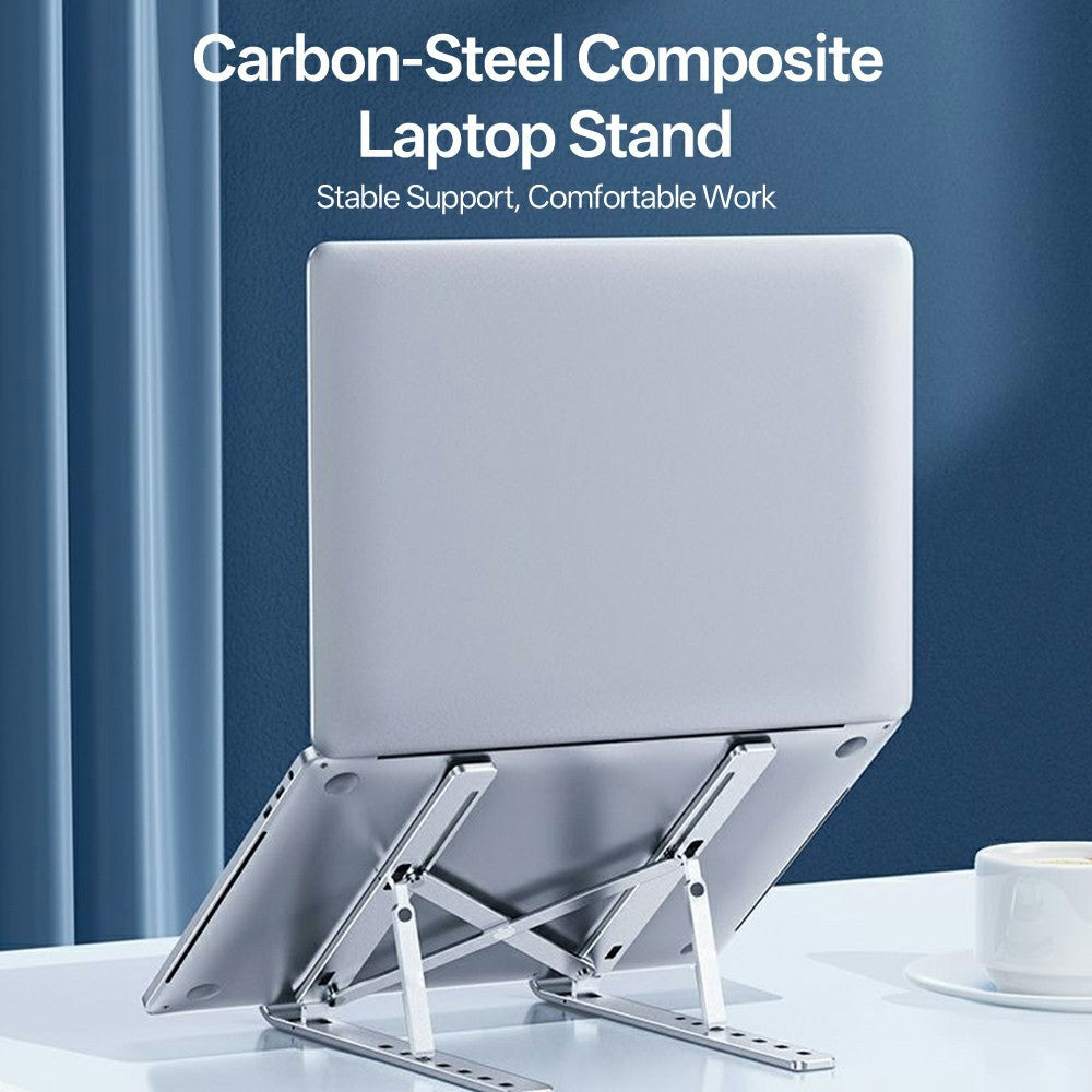 Carbon Steel Foldable Laptop Stand 7-Level Height Adjustable Desktop Holder for Notebook Up To 18 Inch