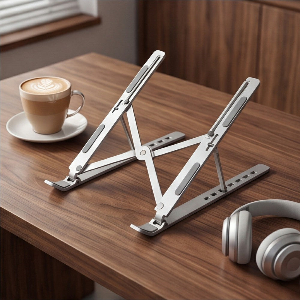 Carbon Steel Foldable Laptop Stand 7-Level Height Adjustable Desktop Holder for Notebook Up To 18 Inch