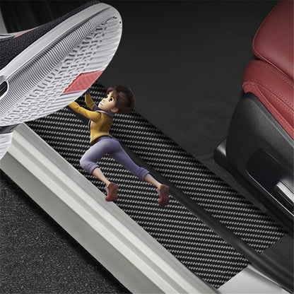 1304 4Pcs / Set Universal Car Door Sill Decorative Sticker Anti-scratch PVC Carbon Fiber Texture Decals
