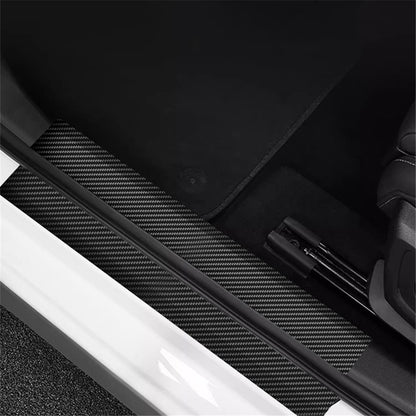 1304 4Pcs / Set Universal Car Door Sill Decorative Sticker Anti-scratch PVC Carbon Fiber Texture Decals