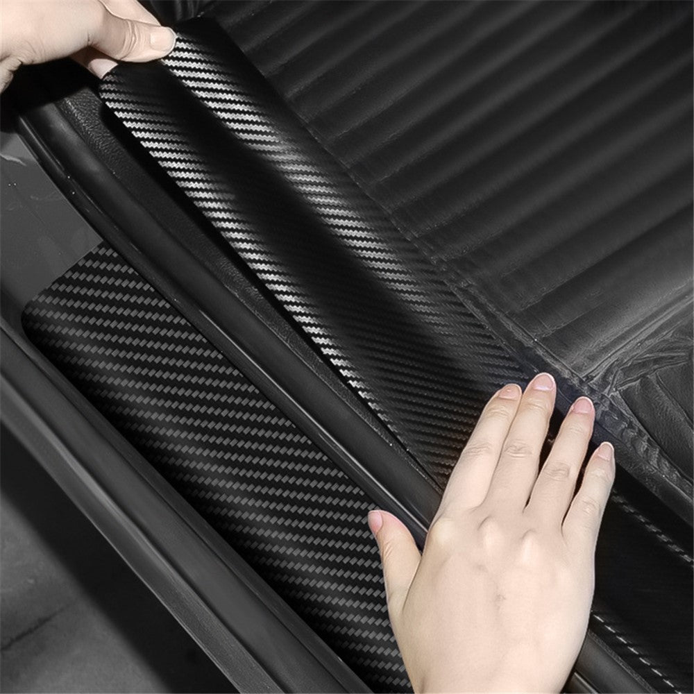 1304 4Pcs / Set Universal Car Door Sill Decorative Sticker Anti-scratch PVC Carbon Fiber Texture Decals