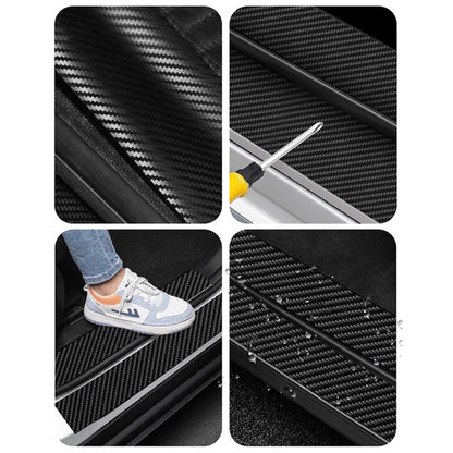 1304 4Pcs / Set Universal Car Door Sill Decorative Sticker Anti-scratch PVC Carbon Fiber Texture Decals