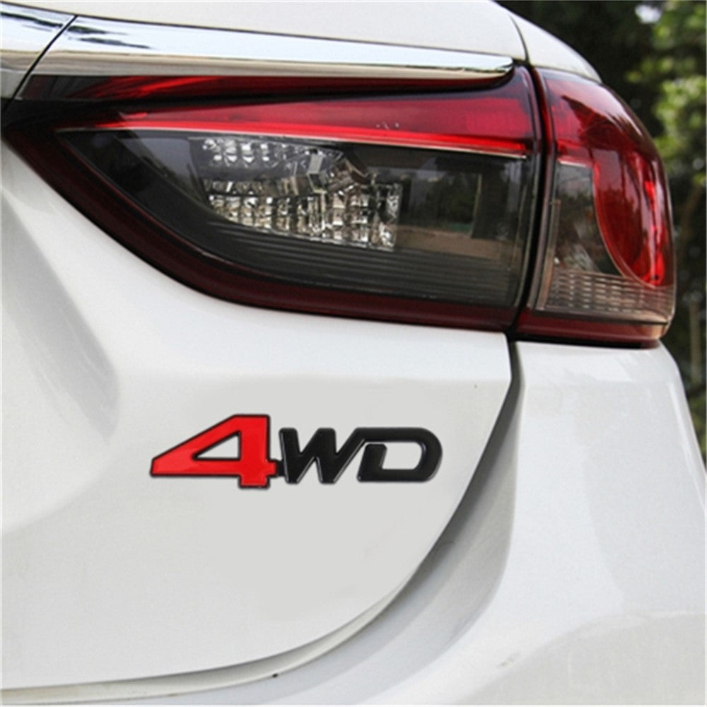 Aluminum Alloy Car Badge Sticker 4WD Letter Decal Universal Car Exterior Sticker