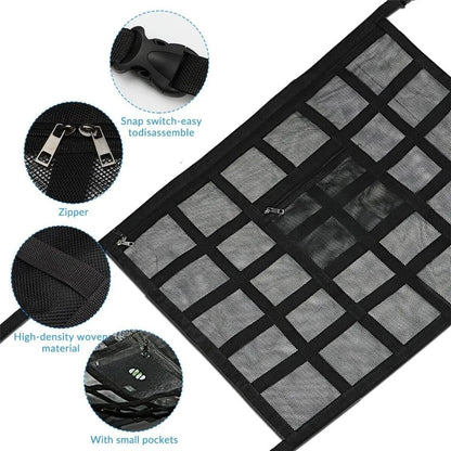 70x50cm Double-Layer Car Roof Storage Net Pocket Vehicle Interior Roof Storage Mesh Organizer