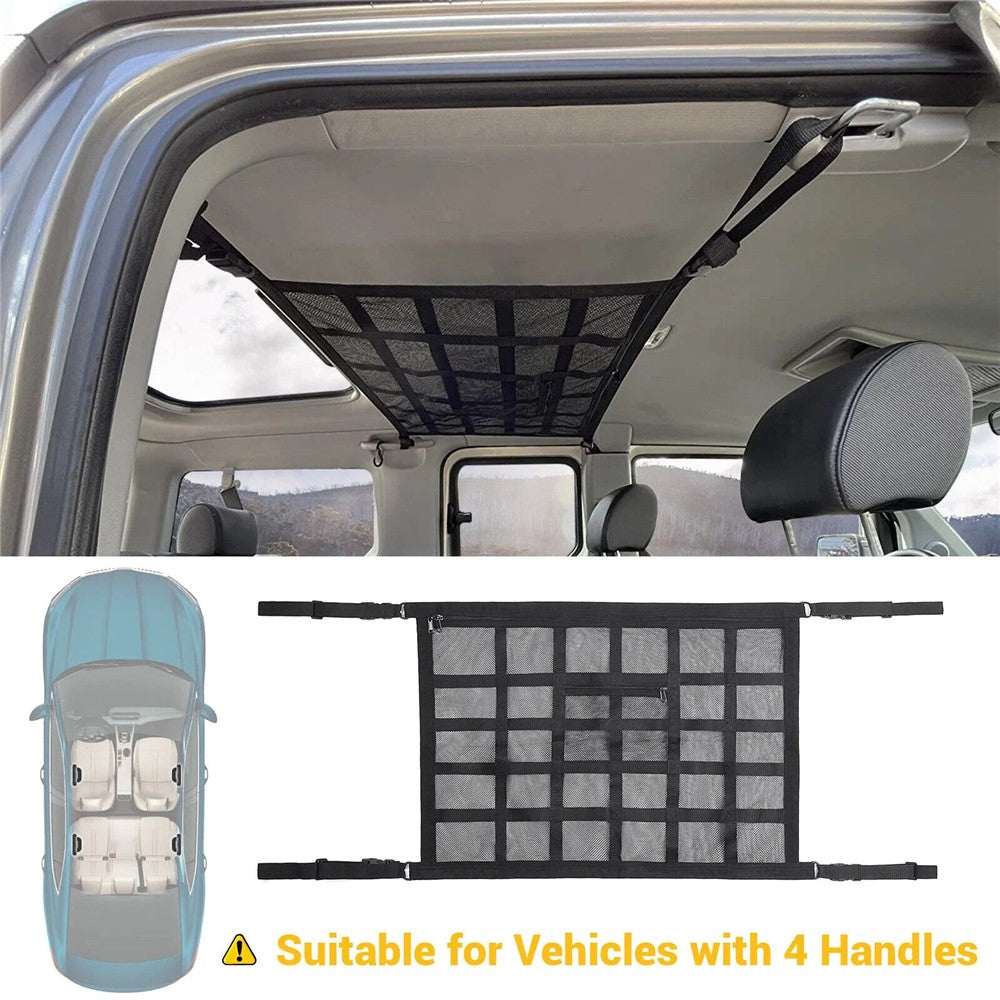 70x50cm Double-Layer Car Roof Storage Net Pocket Vehicle Interior Roof Storage Mesh Organizer