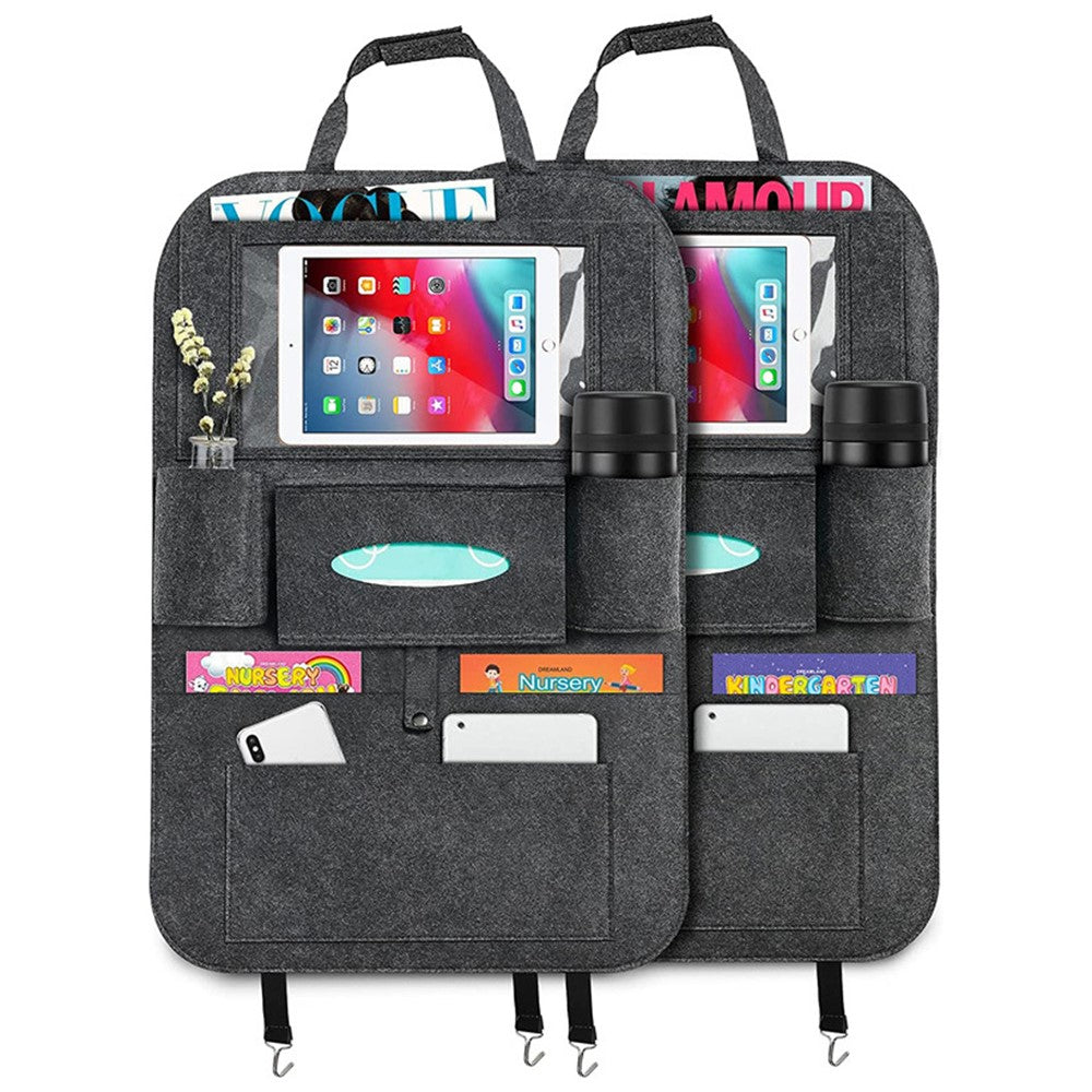 Car Seat Back Felt Hanging Bag Multi-Pocket Sundries Tissue Tablet Storage Bag