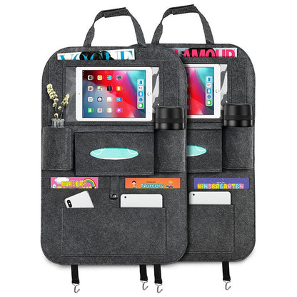 Car Seat Back Felt Hanging Bag Multi-Pocket Sundries Tissue Tablet Storage Bag