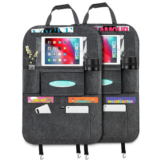 Car Seat Back Felt Hanging Bag Multi-Pocket Sundries Tissue Tablet Storage Bag