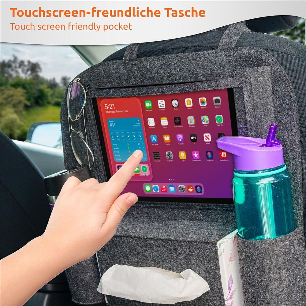 Car Seat Back Felt Hanging Bag Multi-Pocket Sundries Tissue Tablet Storage Bag