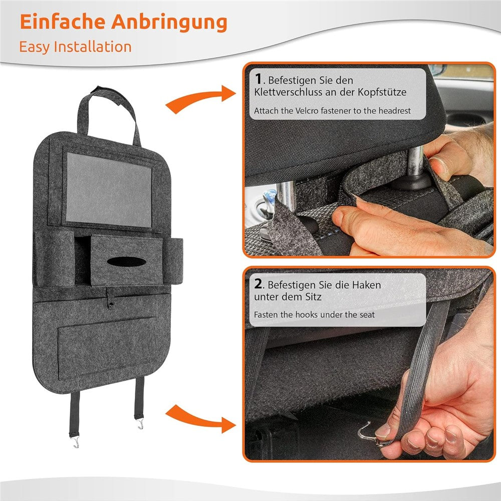 Car Seat Back Felt Hanging Bag Multi-Pocket Sundries Tissue Tablet Storage Bag