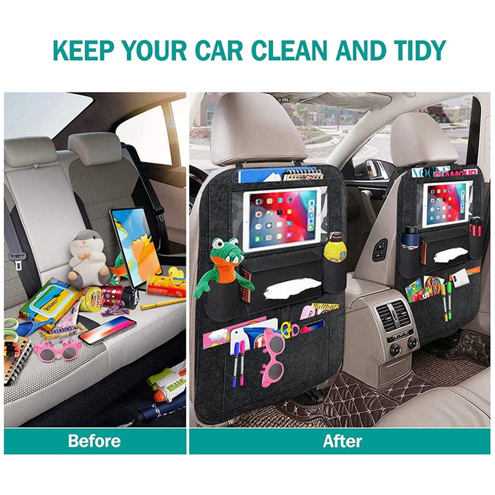 Car Seat Back Felt Hanging Bag Multi-Pocket Sundries Tissue Tablet Storage Bag