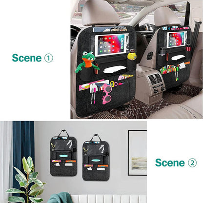 Car Seat Back Felt Hanging Bag Multi-Pocket Sundries Tissue Tablet Storage Bag