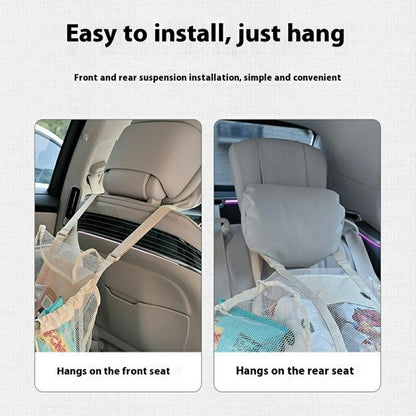 H351 Car Back Seat Organizer Multi-Function Portable Drawstring Large Capacity Canvas Mesh Storage Bag