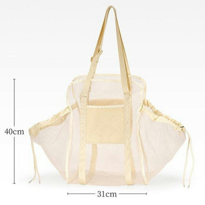 H351 Car Back Seat Organizer Multi-Function Portable Drawstring Large Capacity Canvas Mesh Storage Bag