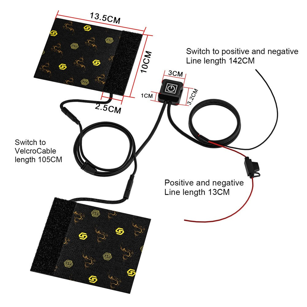 WUPP CS-974B1 1 Pair Stylish Pattern Motorcycle Heated Grips Handlebar Heating Pads 3-Gear Adjustable Motorbike Handlebar Heating Cover