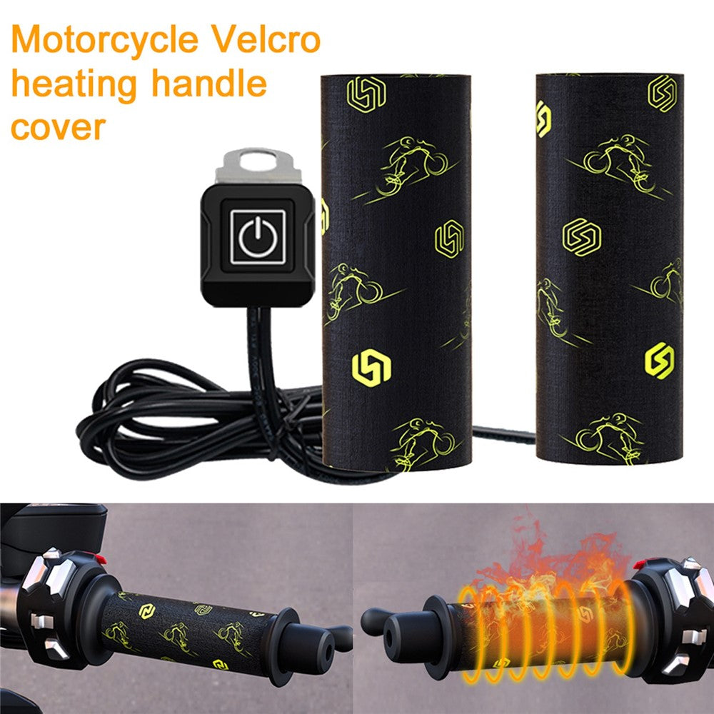 WUPP CS-974B1 1 Pair Stylish Pattern Motorcycle Heated Grips Handlebar Heating Pads 3-Gear Adjustable Motorbike Handlebar Heating Cover