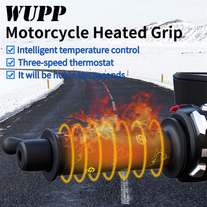 WUPP CS-974B1 1 Pair Stylish Pattern Motorcycle Heated Grips Handlebar Heating Pads 3-Gear Adjustable Motorbike Handlebar Heating Cover