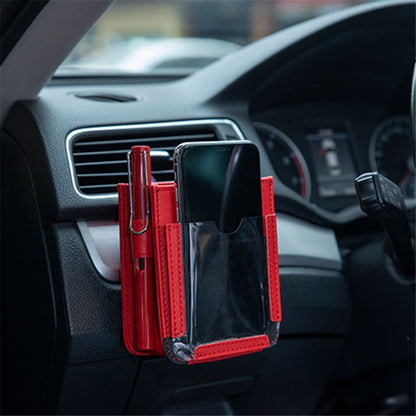 Multifunctional Car Pocket PU Leather Air Outlet Phone Storage Bag Car Interior Accessories