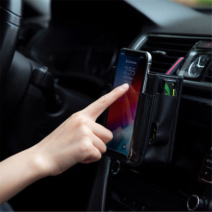 Multifunctional Car Pocket PU Leather Air Outlet Phone Storage Bag Car Interior Accessories
