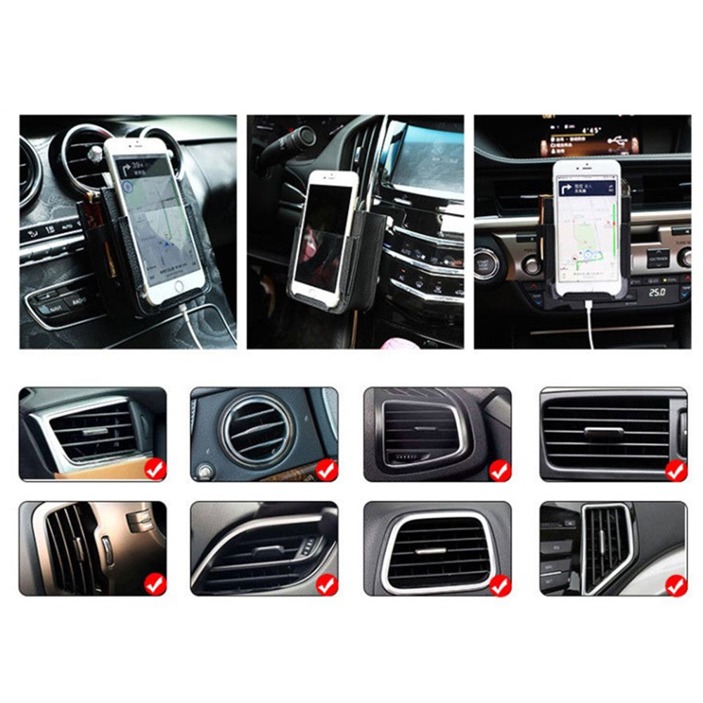 Multifunctional Car Pocket PU Leather Air Outlet Phone Storage Bag Car Interior Accessories