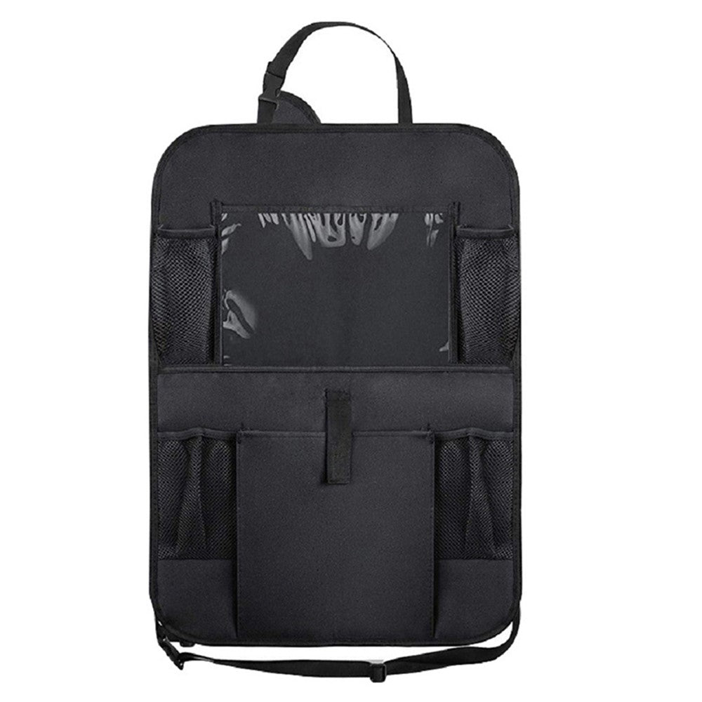 BY-1050 Multi-Pocket Car Back Seat Organizer Protector Hanging Storage Bag with Transparent Tablet Pouch