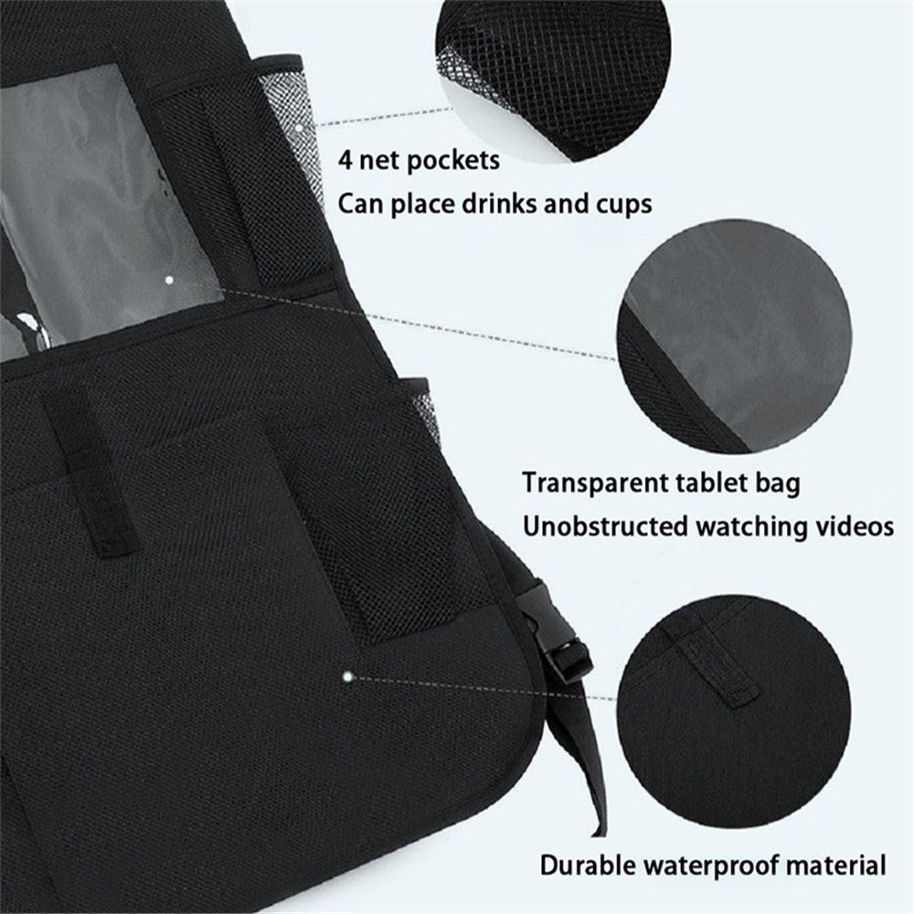 BY-1050 Multi-Pocket Car Back Seat Organizer Protector Hanging Storage Bag with Transparent Tablet Pouch