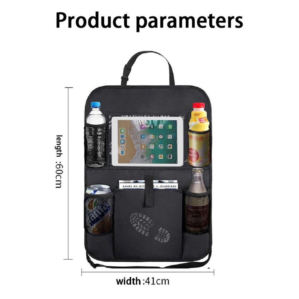 BY-1050 Multi-Pocket Car Back Seat Organizer Protector Hanging Storage Bag with Transparent Tablet Pouch