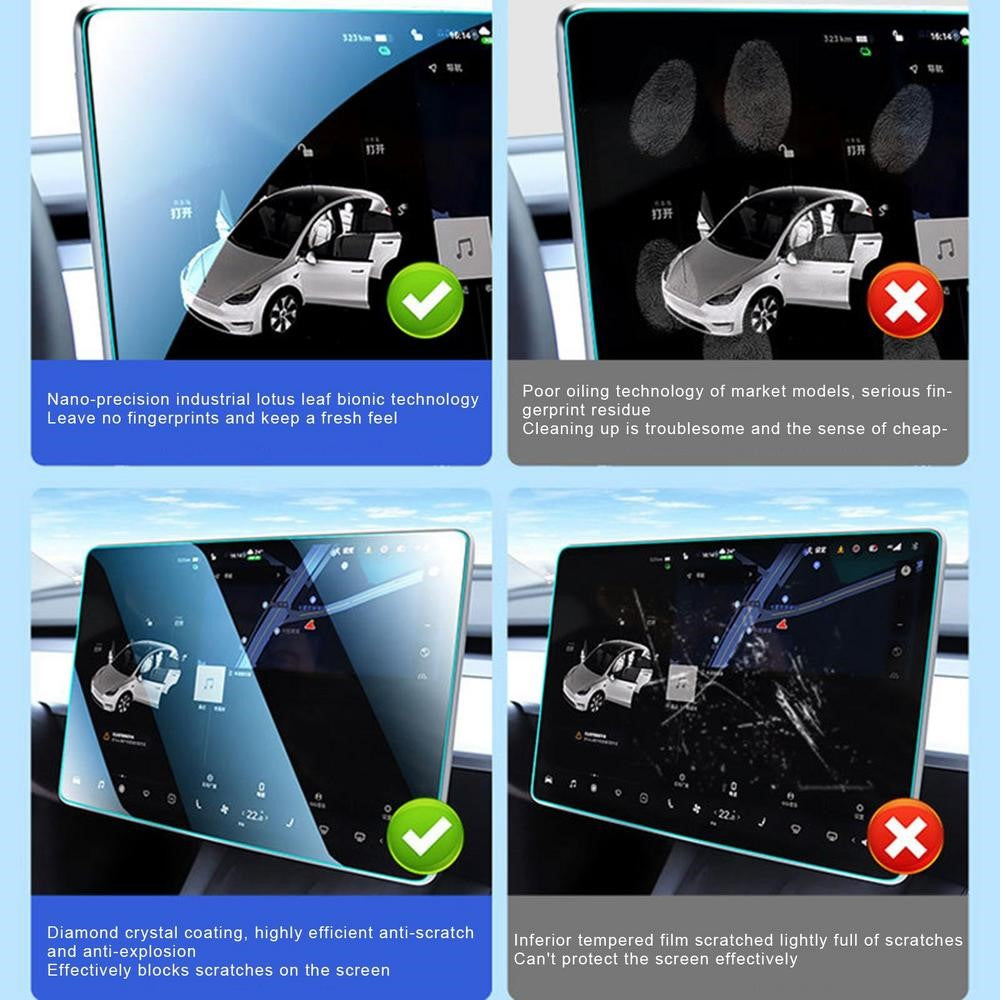 M30117 For Tesla Model 3 / Y In-Dash GPS Screen Film Car Display Navigation Tempered Glass Screen Protector (Anti Blue Light Design)