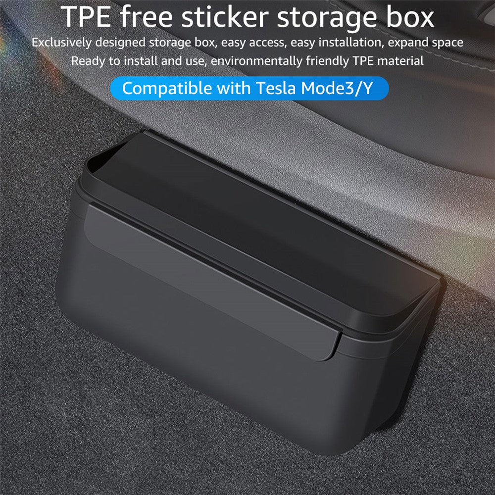 TSL261 For Tesla Model 3 / Y 17-22 Car Center Console Organizer TPE Self-adhesive Auto Armrest Storage Box