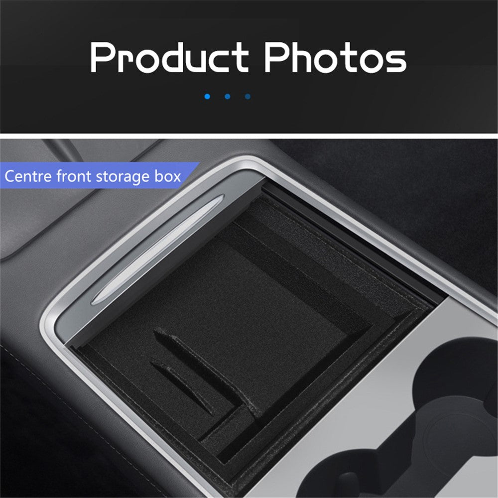 For Tesla Model 3 / Y ABS+Flocking Car Center Control Trash Can Bin Organizer Storage Box Garbage Container