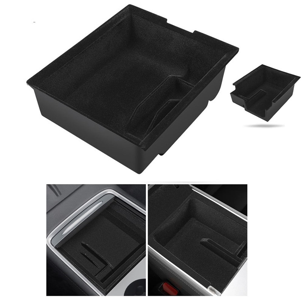 For Tesla Model 3 / Y ABS+Flocking Car Center Control Trash Can Bin Organizer Storage Box Garbage Container