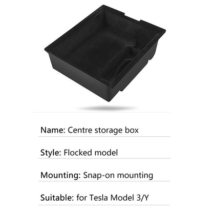 For Tesla Model 3 / Y ABS+Flocking Car Center Control Trash Can Bin Organizer Storage Box Garbage Container
