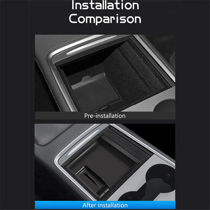 For Tesla Model 3 / Y Car Center Control Organizer ABS Storage Box Trash Can Bin Garbage Container