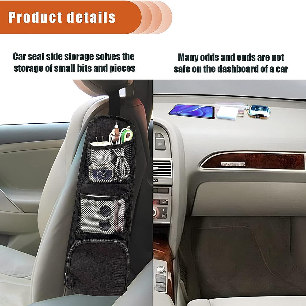 600D Oxford Cloth Mesh Hanging Bag Car Seat Side Organizer Multi-Pocket Automobile Seat Storage Pouch for Truck