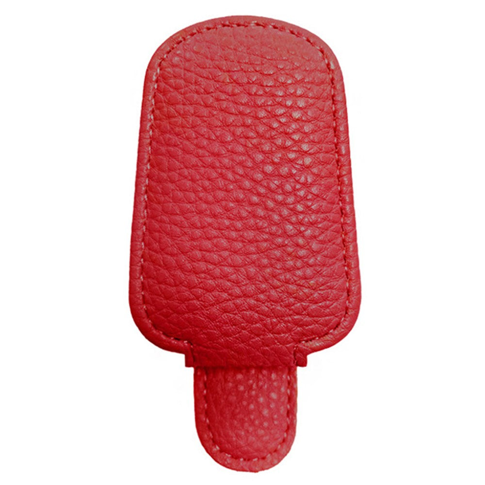 Magnetic Adsorption Car Sun Visor Glasses Holder PU Leather Sunglasses Card Ticket Clip